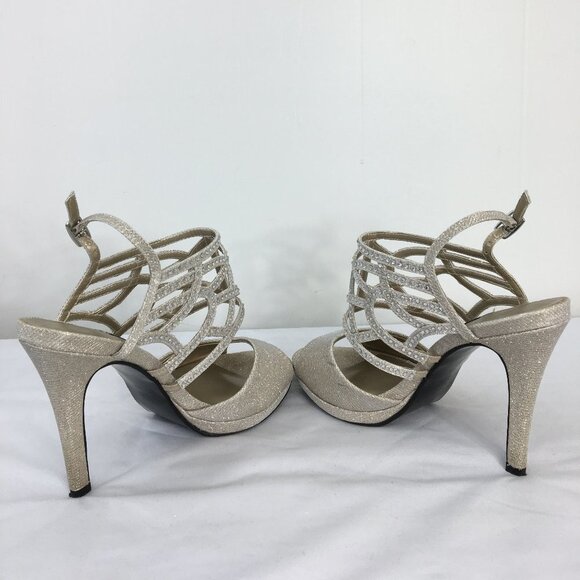 Caparros Gold Metallic Glitter Stiletto Formal Heel Sandals Size 6 EXCELLENT - Picture 4 of 8